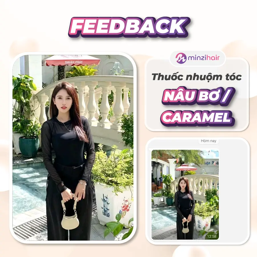 Feedback khách hàng sử dụng thuốc nhuộm tóc nâu caramel - 1