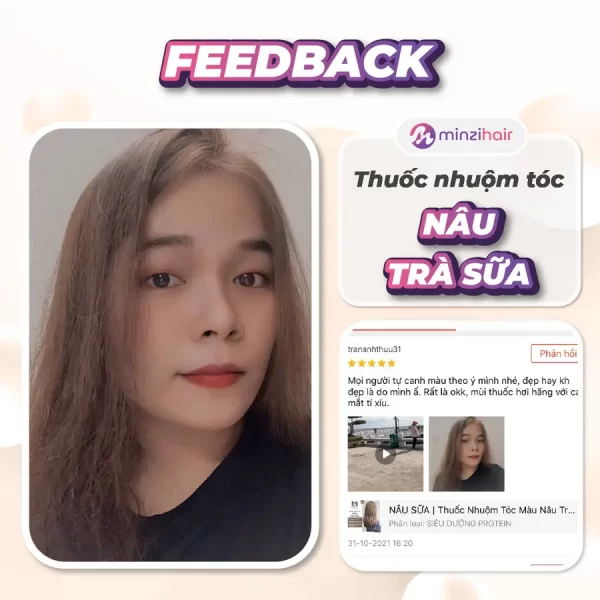 Feedback khách hàng sử dụng thuốc nhuộm tóc nâu trà sữa - 2