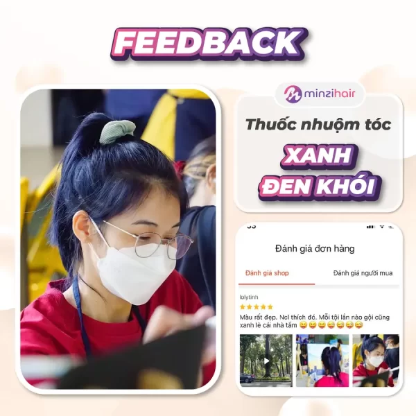 Feedback khách hàng sử dụng thuốc nhuộm tóc xanh đen khói - 1