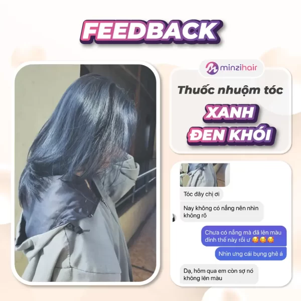 Feedback khách hàng sử dụng thuốc nhuộm tóc xanh đen khói - 2