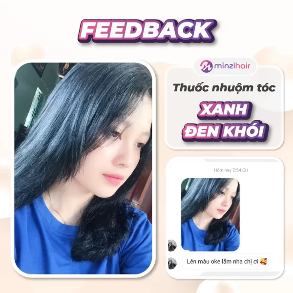 Feedback khách hàng sử dụng thuốc nhuộm tóc xanh đen khói - 3