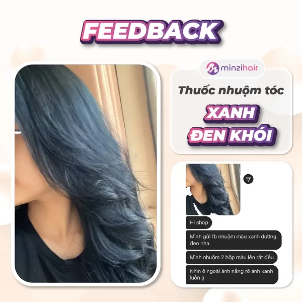Feedback khách hàng sử dụng thuốc nhuộm tóc xanh đen khói - 4