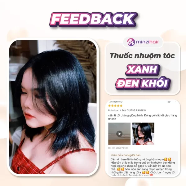 Feedback khách hàng sử dụng thuốc nhuộm tóc xanh đen khói - 5