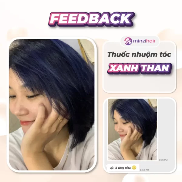 Feedback khách hàng sử dụng thuốc nhuộm tóc xanh than - 1