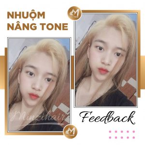Tóc sau khi nhuộm nâng tone, ảnh khách phản hồi