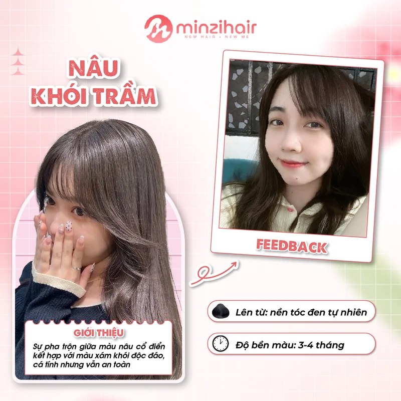 Nâu khói trầm - màu tóc trầm cho học sinh nhuộm đi học