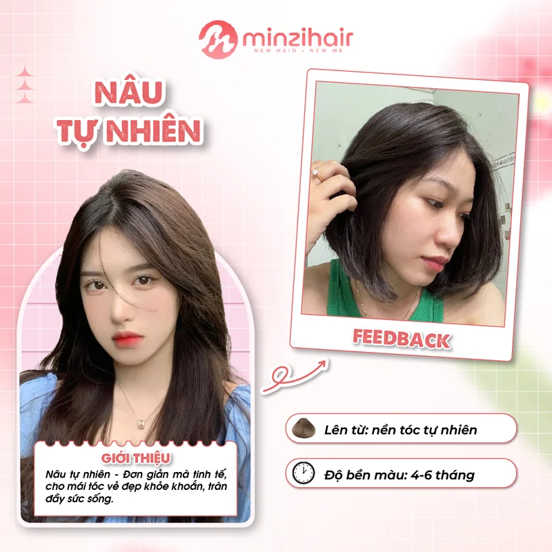 nhuộm tóc đi học màu Nâu tự nhiên - dịu dàng đằm thắm