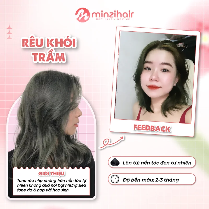 Rêu khói trầm - màu tóc không cần tẩy cho học sinh 