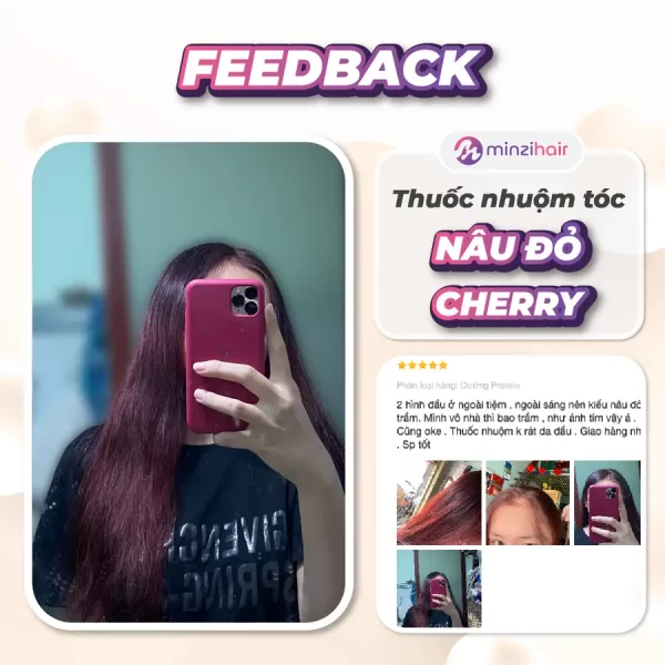 Feedback khách hàng sử dụng thuốc nhuộm tóc nâu đỏ cherry - 3