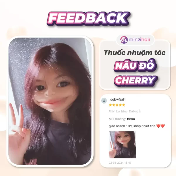 Feedback khách hàng sử dụng thuốc nhuộm tóc nâu đỏ cherry - 4