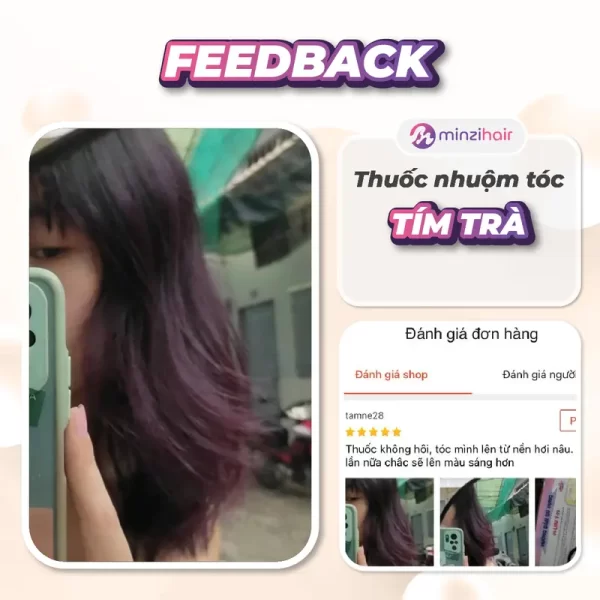 Feedback khách hàng sử dụng thuốc nhuộm tóc tím trà - 1