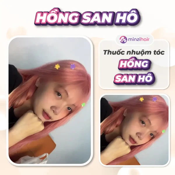Feedback khách nhuộm tóc màu hồng san hô 1