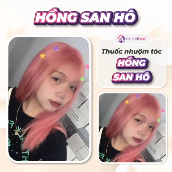 Feedback khách nhuộm tóc màu hồng san hô 2