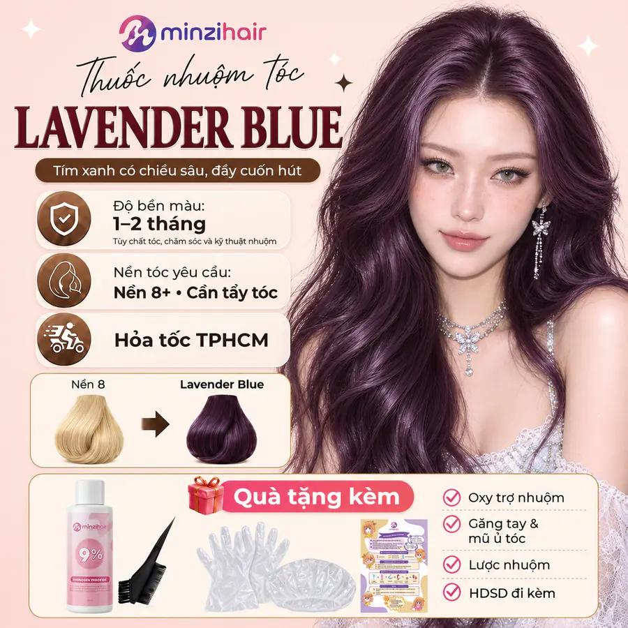Mẫu tóc nhuộm màu lavender blue