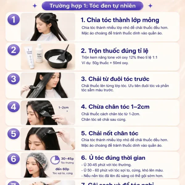 Hướng dẫn nâng tone cho tóc đen