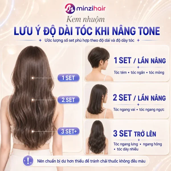 Lưu ý độ dài tóc và số set khi nâng tone