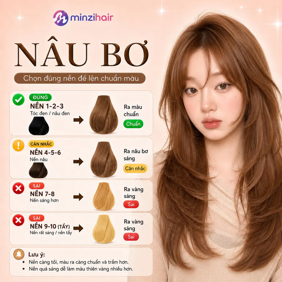 Màu nâu caramel lên màu thế nào trên từng nền tóc