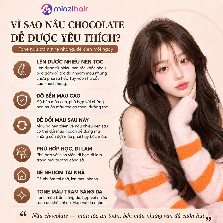 Vì sao thuốc nhuộm tóc màu nâu chocolate được yêu thích