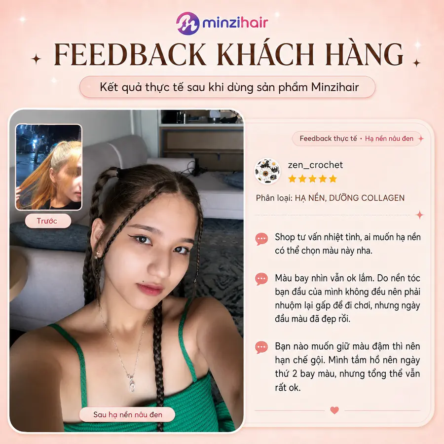 Feedback khách nhuộm tóc màu nâu đen 2
