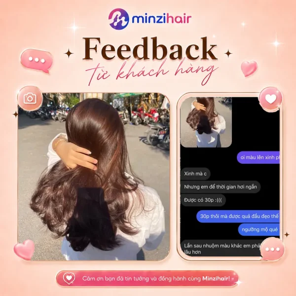 Feedback khách nhuộm tóc màu nâu hạt dẻ 1