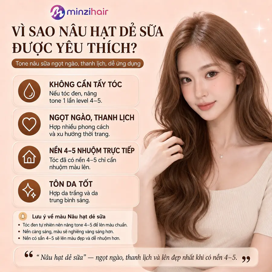 Vì sao thuốc nhuộm tóc màu nâu hạt dẻ sữa được yêu thích
