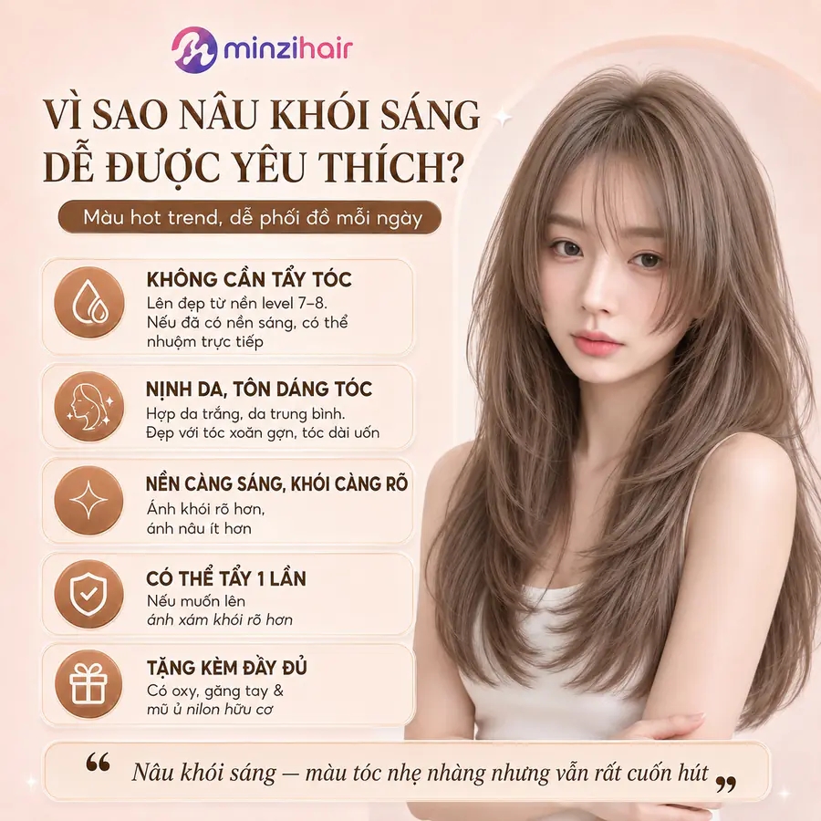Vì sao thuốc nhuộm tóc màu nâu khói sáng được yêu thích