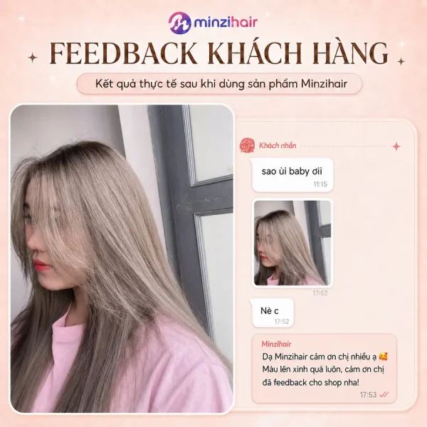 Feedback khách nhuộm tóc màu nâu khói sáng 1
