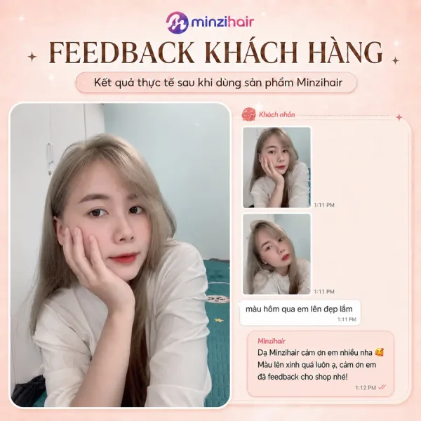 Feedback khách nhuộm tóc màu nâu khói sáng 2