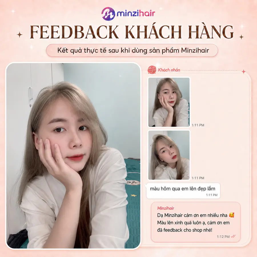 Feedback khách nhuộm tóc màu nâu khói sáng 2