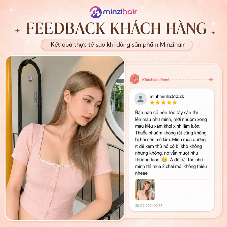 Feedback khách nhuộm tóc màu nâu khói sáng 3