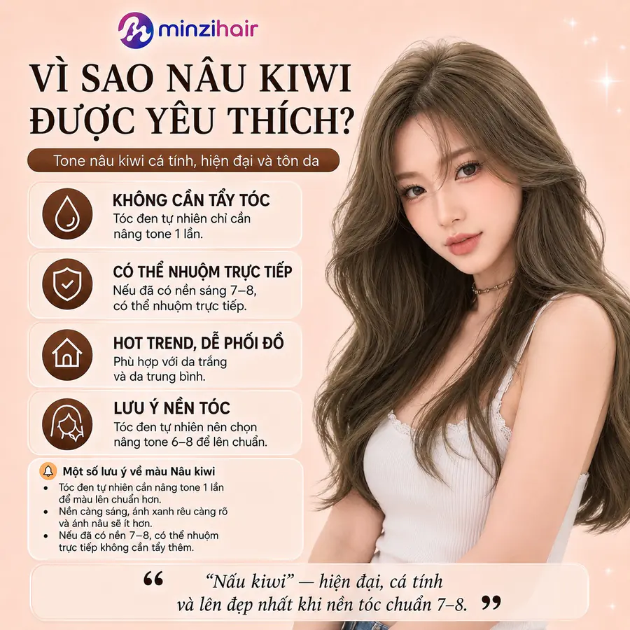 Vì sao thuốc nhuộm tóc màu nâu kiwi được yêu thích