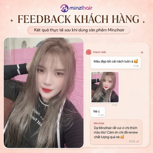 Feedback khách nhuộm tóc màu nâu sữa ánh khói 2