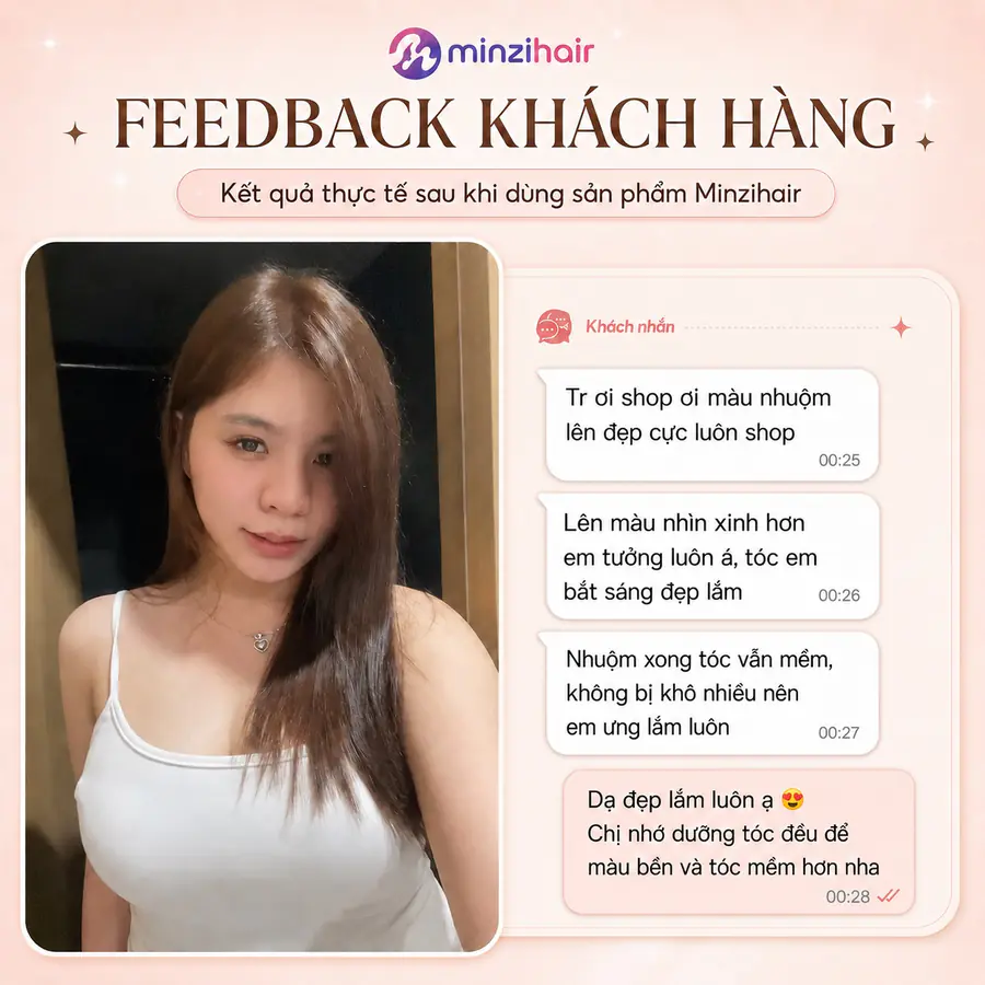 Feedback khách nhuộm tóc màu nâu tây 3