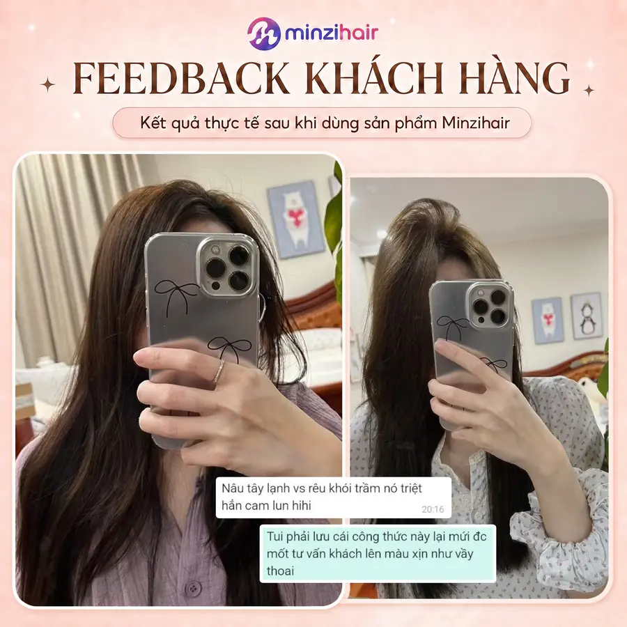 Feedback khách nhuộm tóc màu nâu tây lạnh 3
