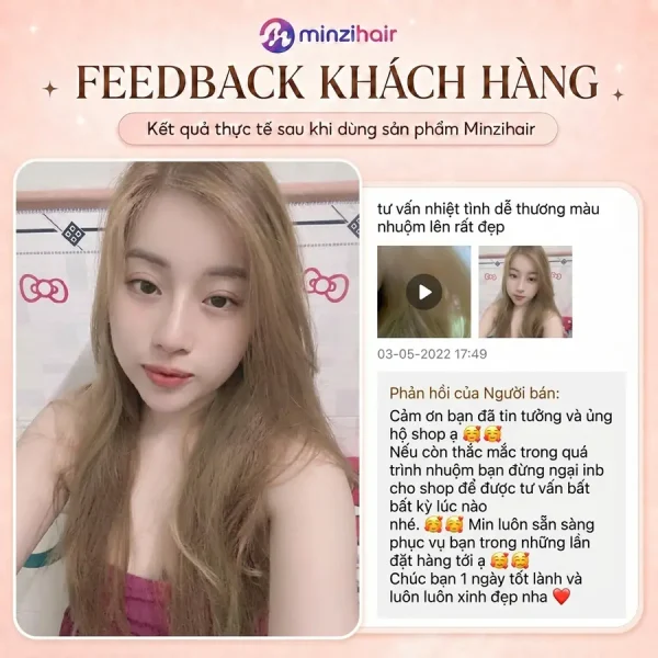 Feedback khách nhuộm tóc màu nâu trà sữa 1