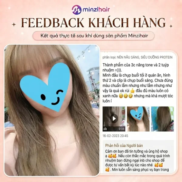 Feedback khách nhuộm tóc màu nâu trà sữa 2