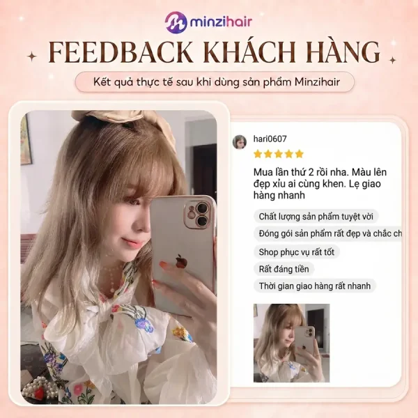 Feedback khách nhuộm tóc màu nâu trà sữa 3