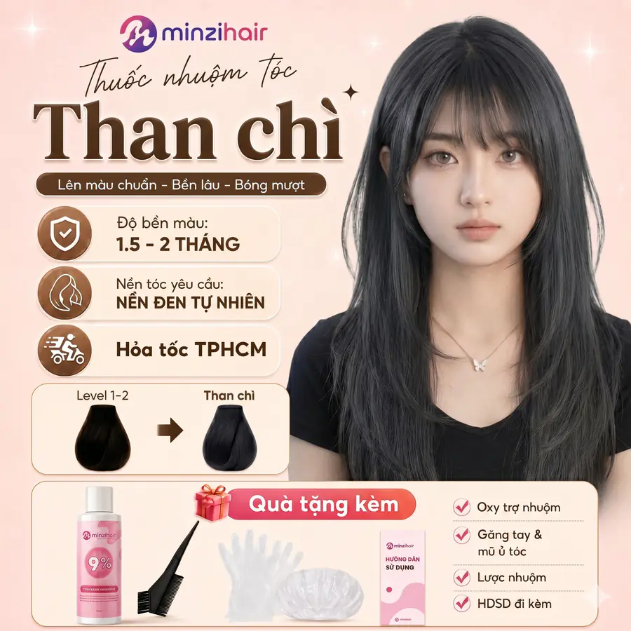 Thuốc nhuộm tóc màu than chì – độ bền màu, nền tóc yêu cầu và quà tặng kèm