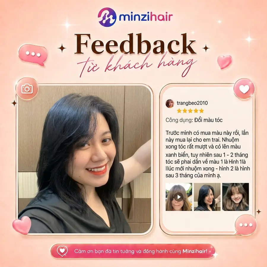 Feedback khách nhuộm tóc màu than chì 1