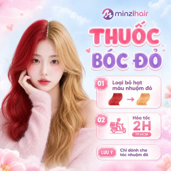 Thuốc bóc đỏ Minzihair giúp tóc đã nhuộm đỏ nhả màu, về nền sáng hơn