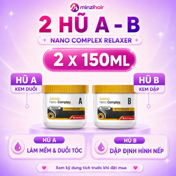 Bộ 2 hũ A–B thuốc duỗi tóc Nano Complex 2 x 150ml