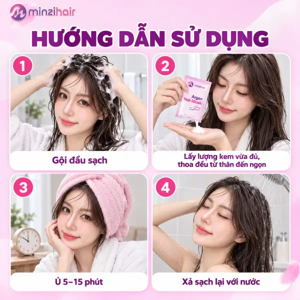 Hướng dẫn 4 bước dùng kem ủ tóc argan tại nhà
