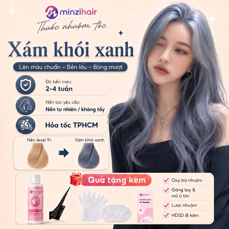 Thuốc nhuộm tóc màu xám khói xanh