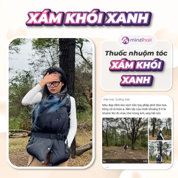 Feedback khách nhuộm tóc màu xám khói xanh 5