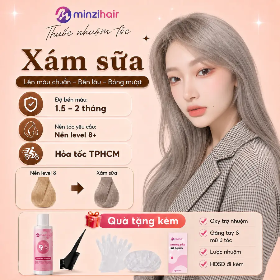 Thuốc nhuộm tóc màu xám sữa