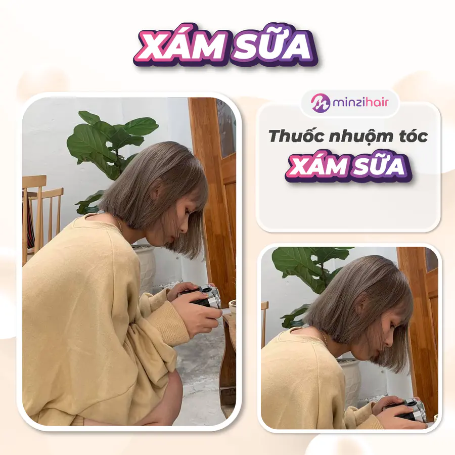Feedback khách nhuộm tóc màu xám sữa 1