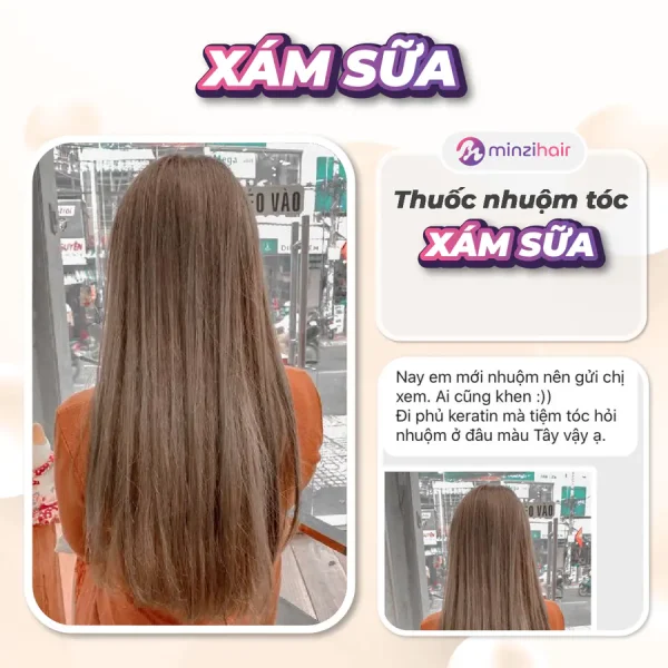Feedback khách nhuộm tóc màu xám sữa 2
