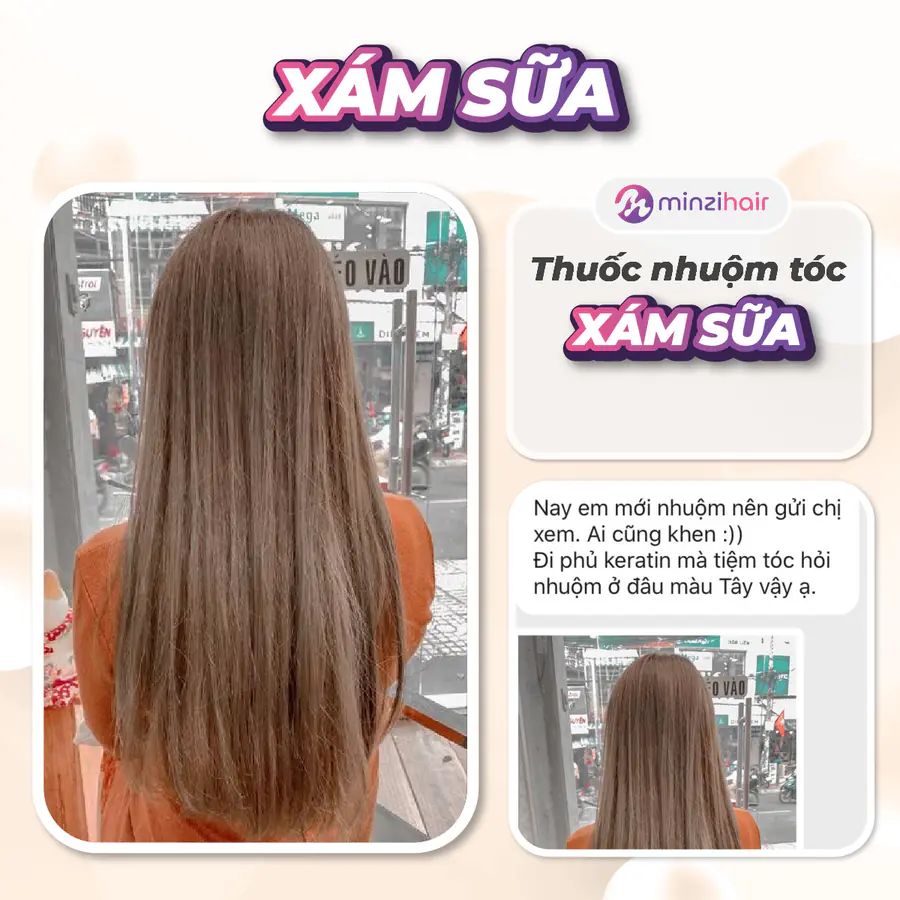 Feedback khách nhuộm tóc màu xám sữa 2
