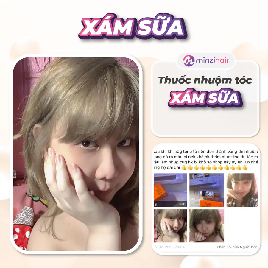 Feedback khách nhuộm tóc màu xám sữa 3