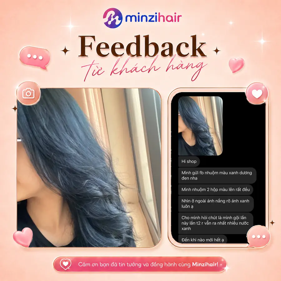 Feedback khách nhuộm tóc màu xanh đen khói 1
